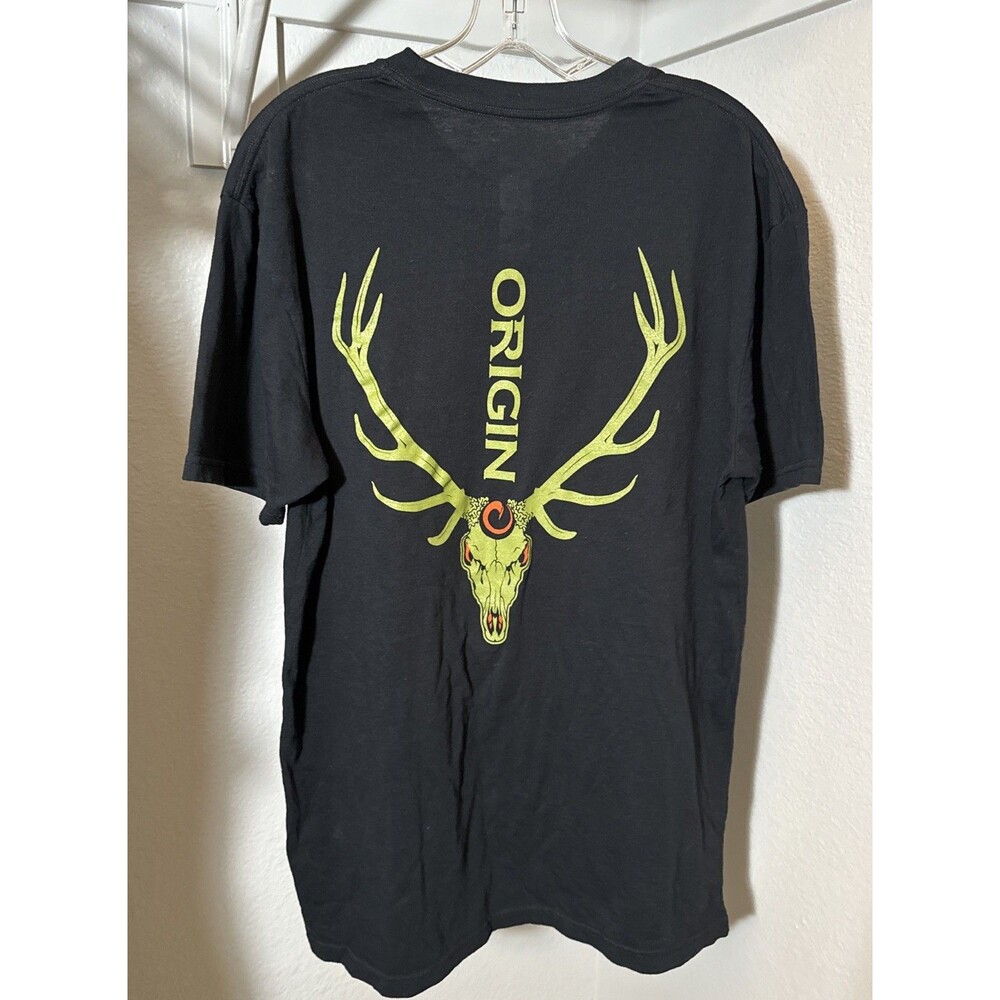 Origin DG Shirt Black Short Sleeve Deer Hunting Skull Casual Graphic Tee Size L